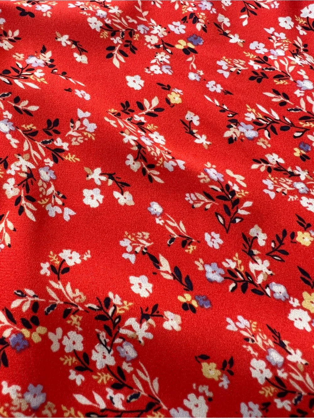 Ann Taylor Red Floral Blouse XXS Silky V Neck Long Sleeve Feminine Top XS